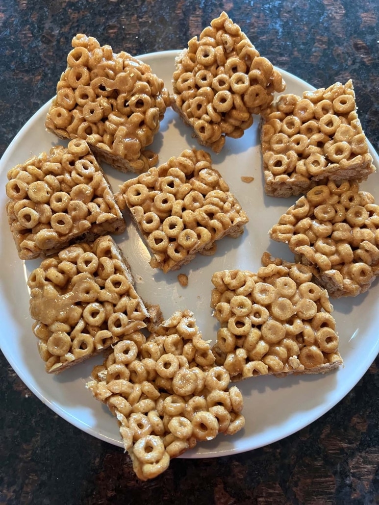 Cheerios Peanut Butter Bars on a plate