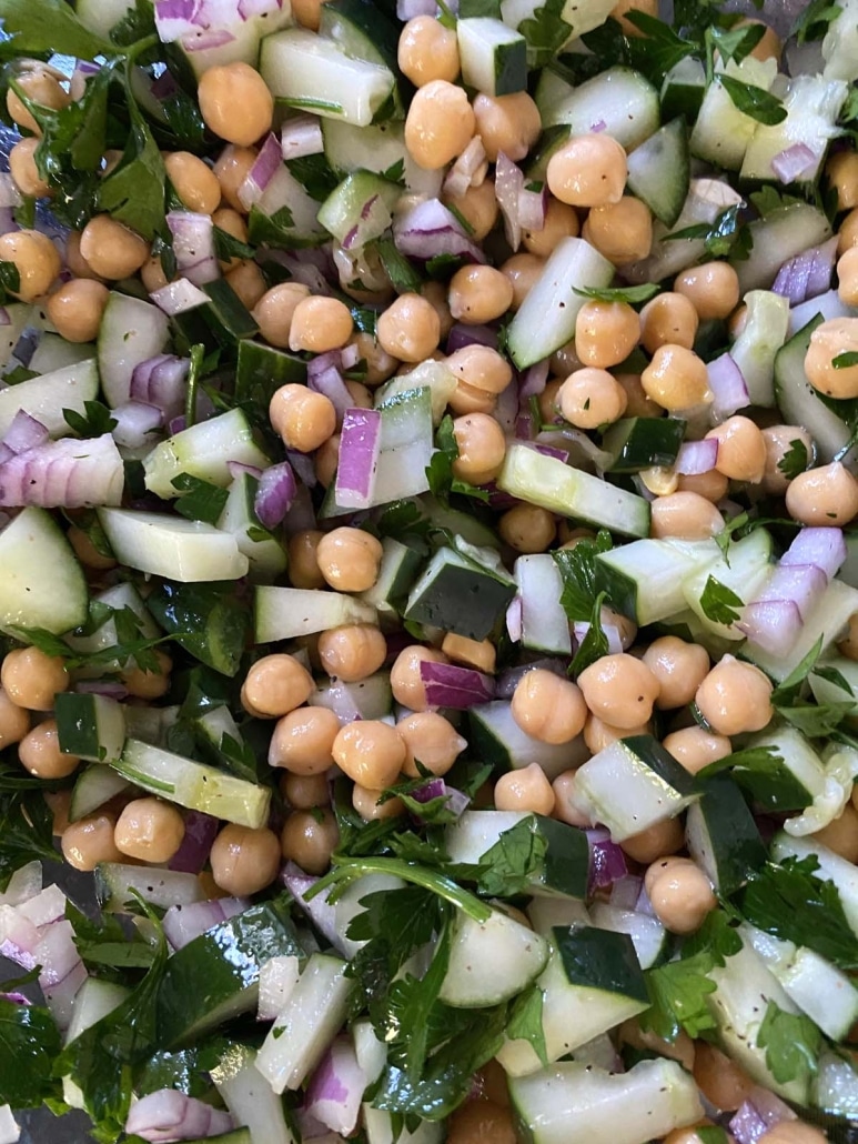 ingredients for Cucumber Chickpea Salad