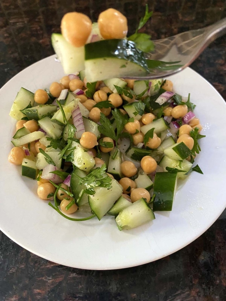 serving of Cucumber Chickpea Salad