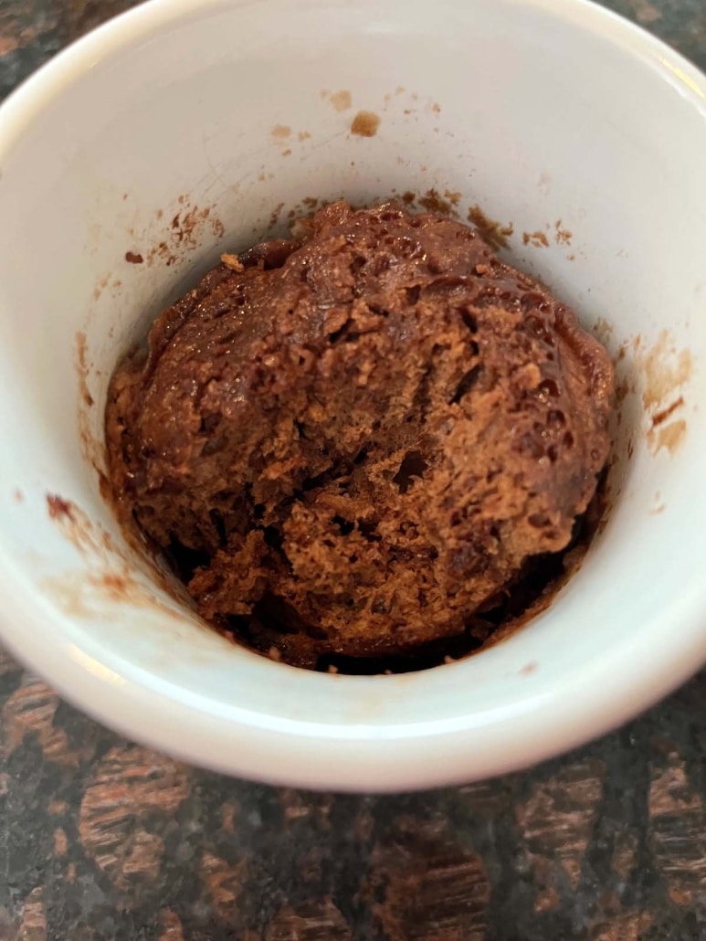 broken up Nutella cake in a mug