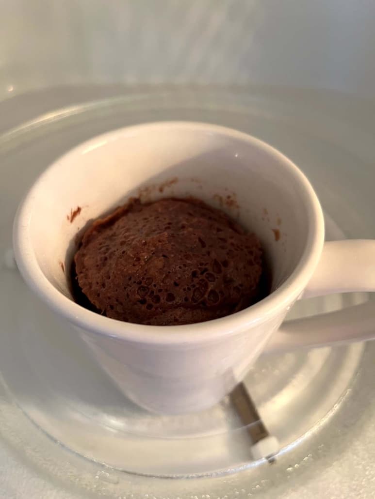 Nutella Mug Cake on microwave turn plate