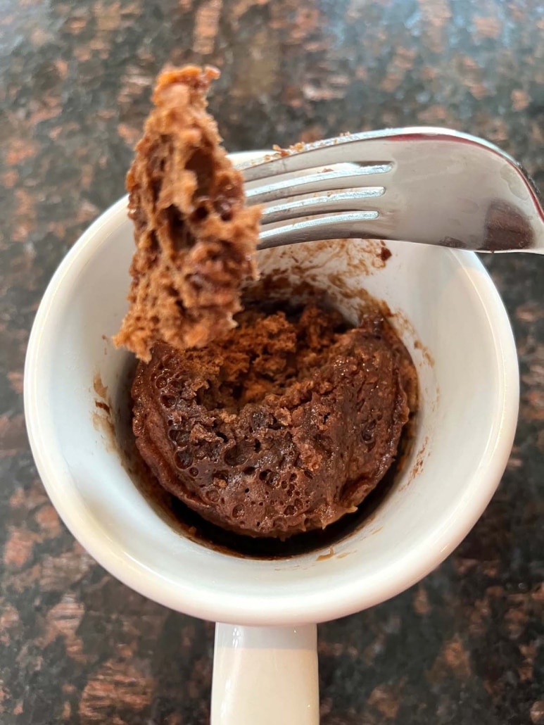 fork with piece of Nutella Mug Cake