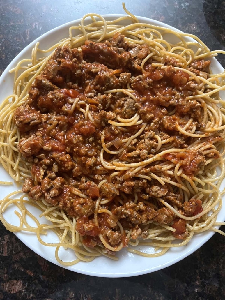 big bowl of Ground Turkey Bolognese Sauce