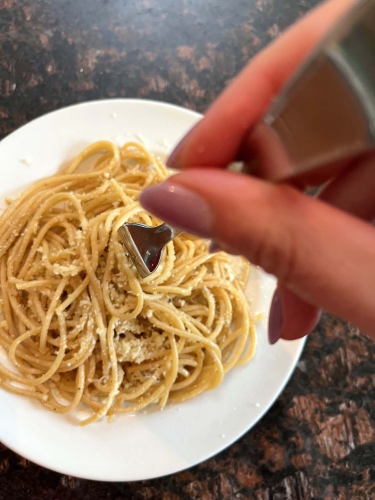 fork twirling in Whole Wheat Spaghetti With Garlic And Olive Oil
