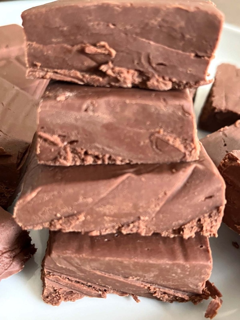 slices of 2-Ingredient Fudge