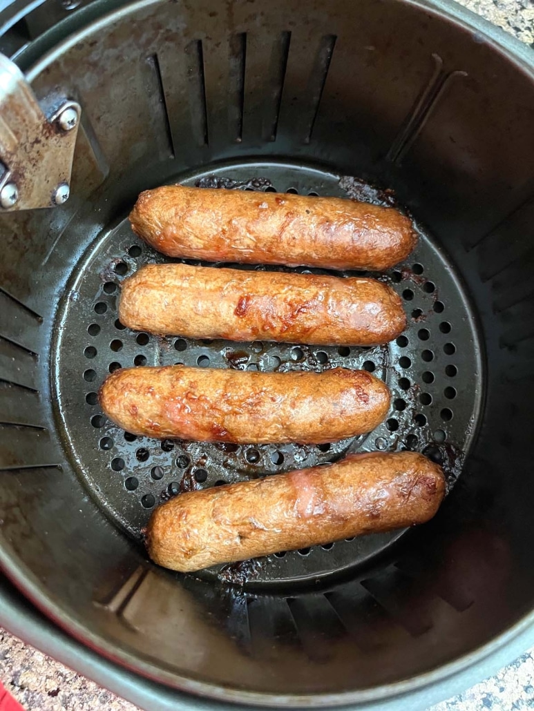 Beyond Sausages in air fryer basket