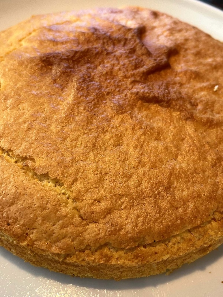 close-up of golden brown Air Fryer Cornbread