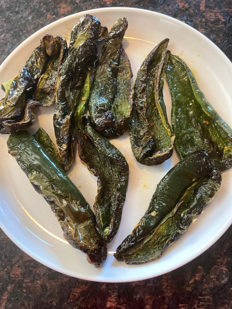 plate of Air Fryer Roasted Poblano Peppers
