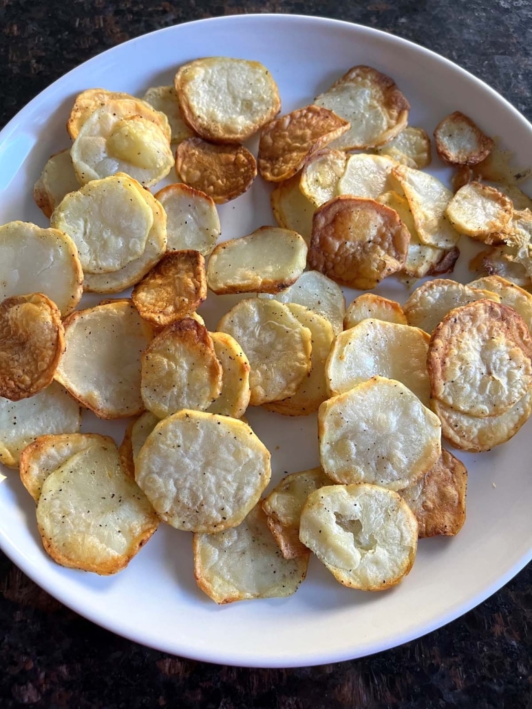 plate of Air Fryer Sliced Potatoes