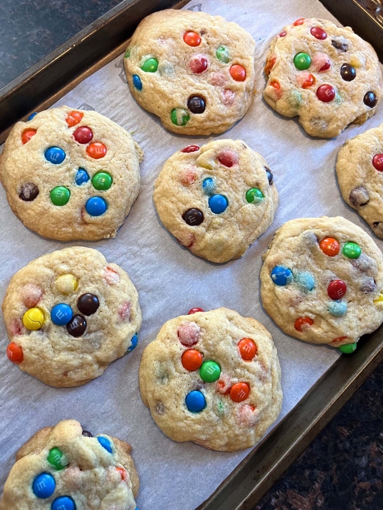 fun treat M&M Cookies baked in the oven