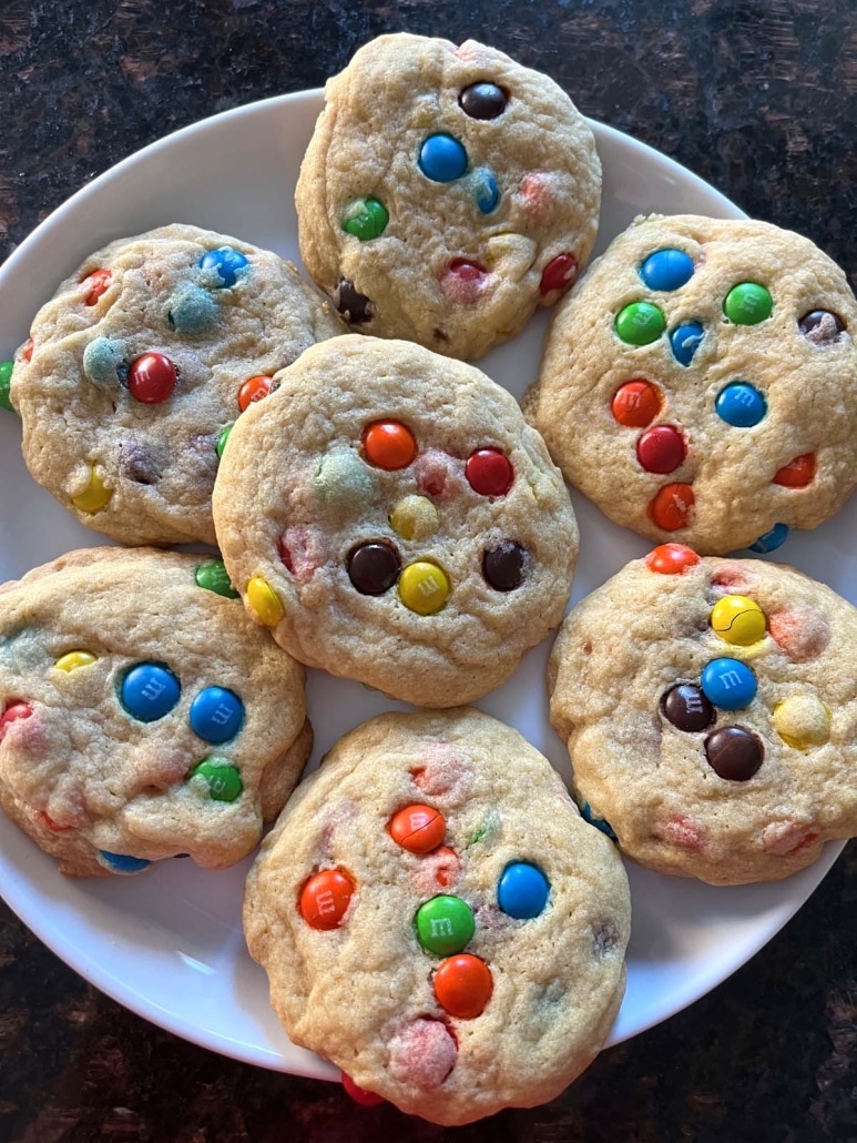 plate of easy dessert M&M Cookies
