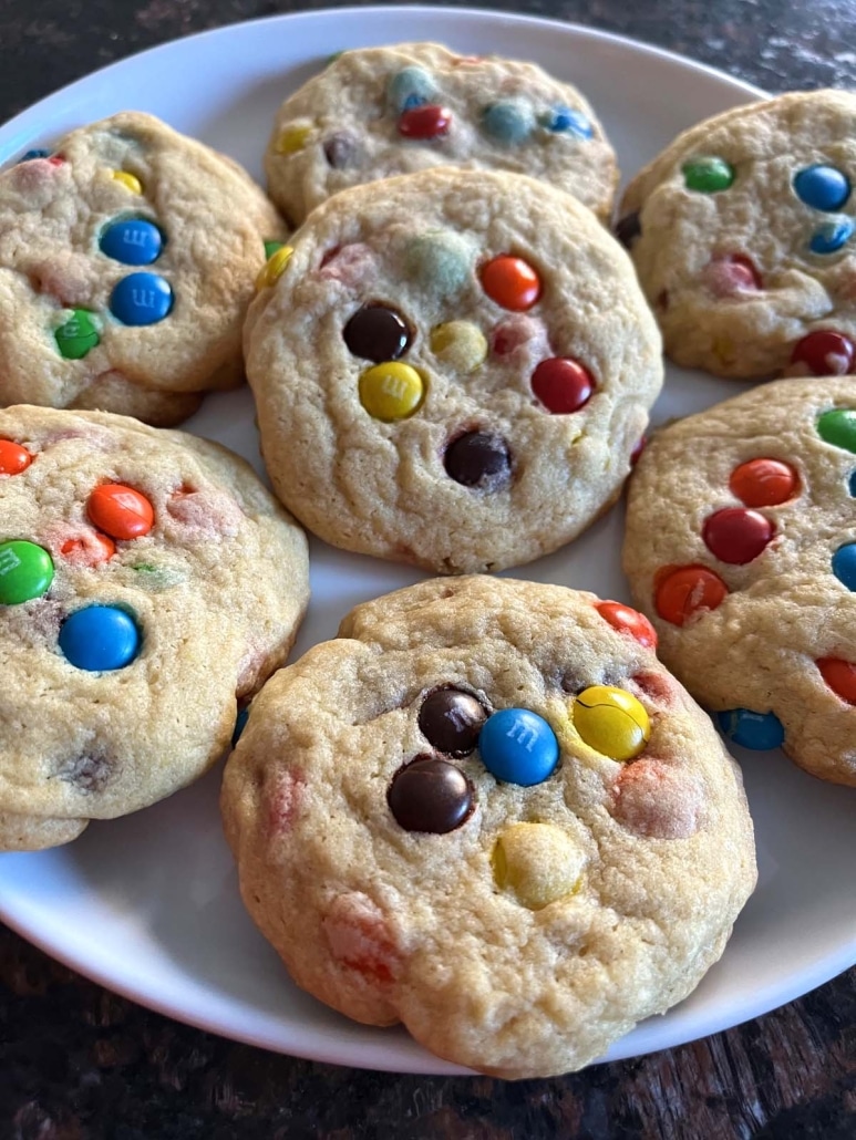 plate of freshly baked M&M Cookies