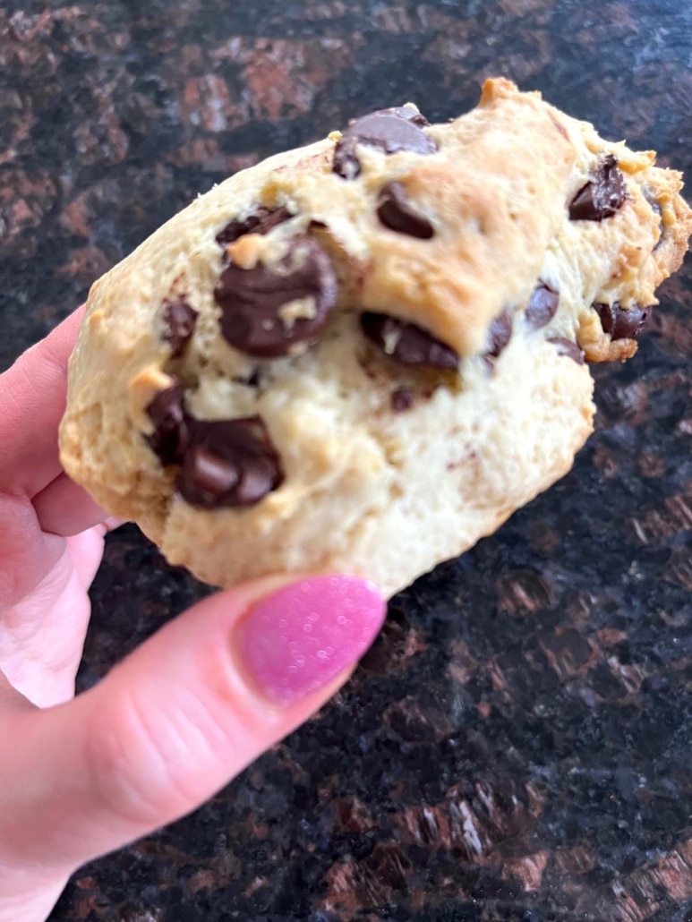 hand holding a Chocolate Chip Scone