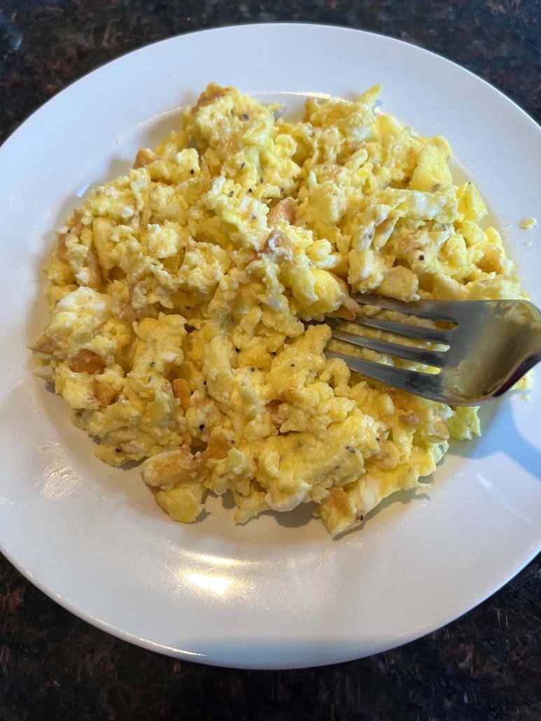 plate of Scrambled Eggs With Cottage Cheese