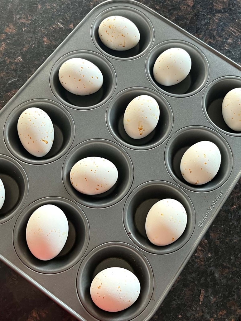 muffin tin with eggs fresh out of the oven