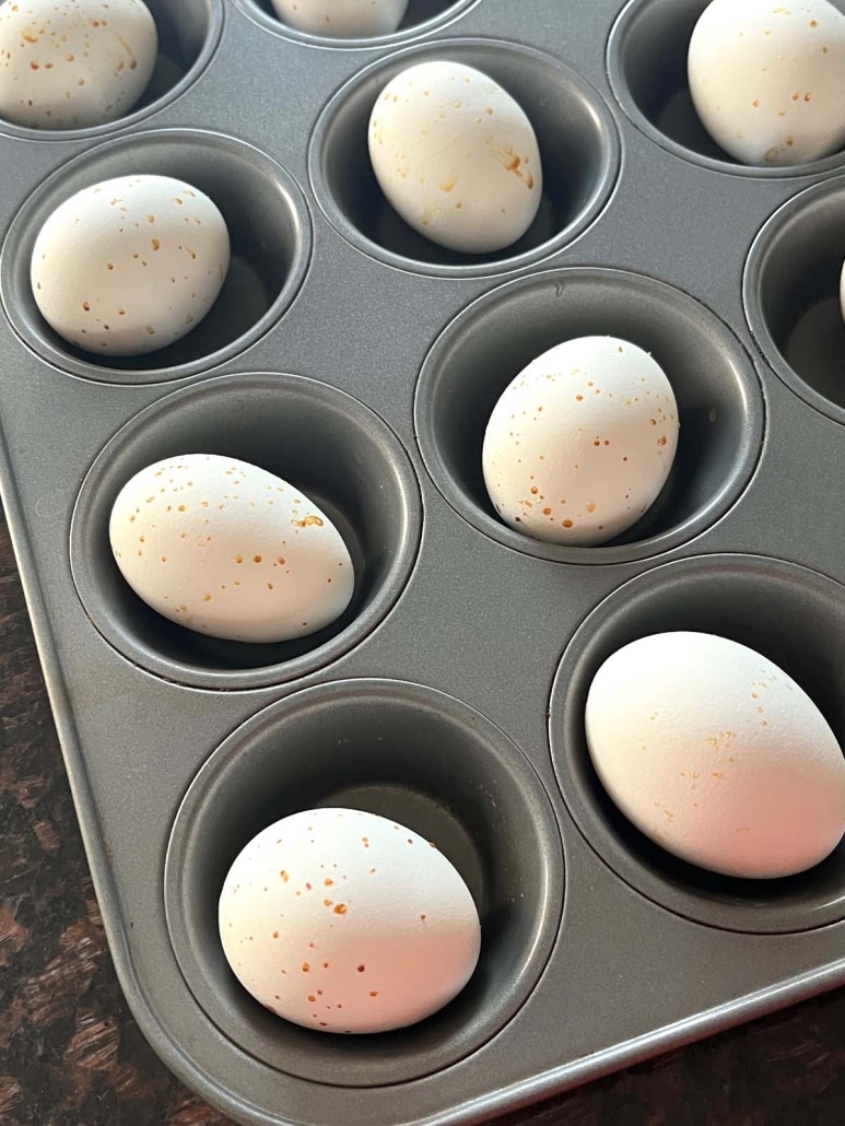 hot hard boiled eggs fresh out of the oven