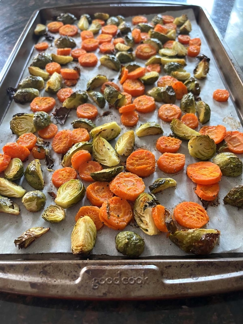 Brussels sprouts and carrots with a deep roasted flavor