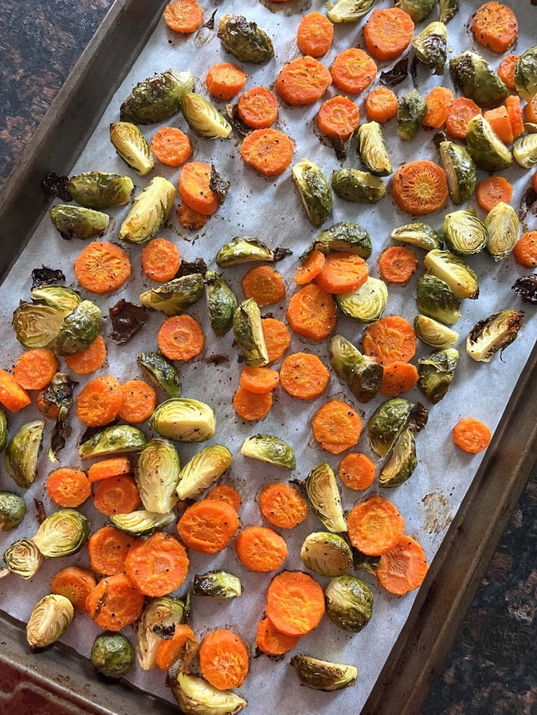 healthy side dish Roasted Brussels Sprouts And Carrots