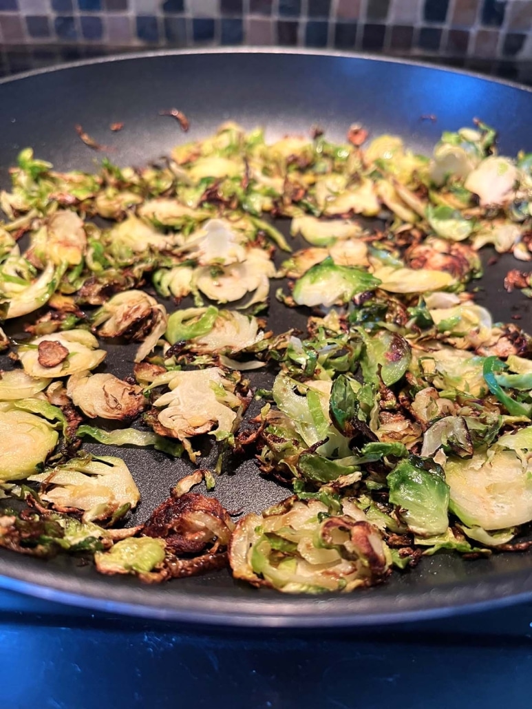 easy side dish Sautéed Shaved Brussels Sprouts