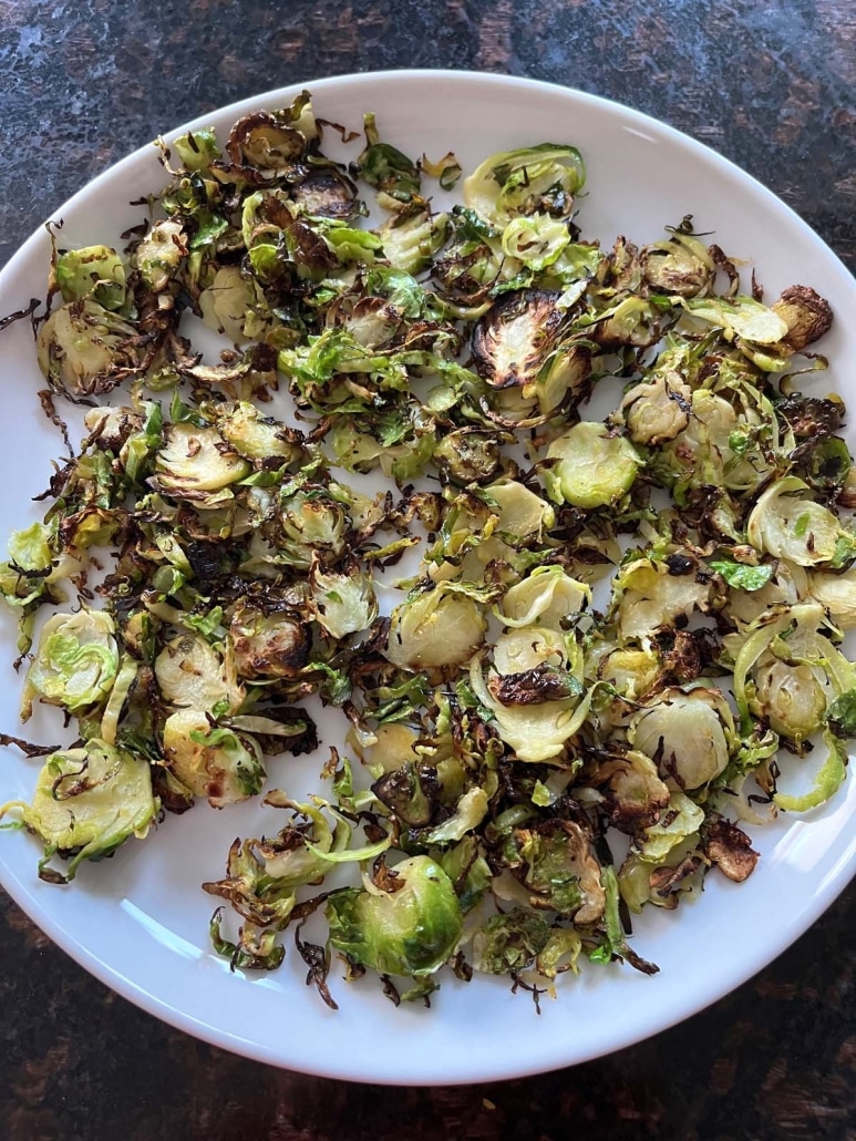 plate of Sauteed Shaved Brussels Sprouts