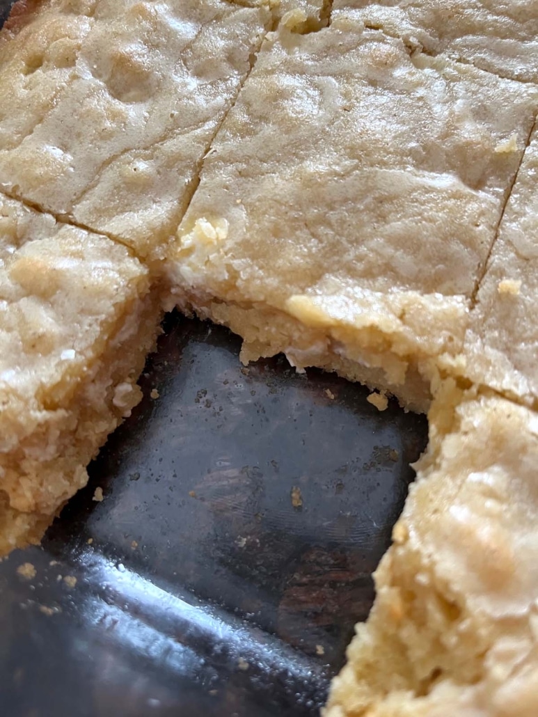 pan of Vanilla Brownies With White Chocolate Chips