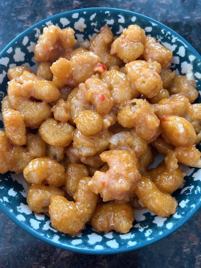 bowl of Air Fryer Bang Bang Shrimp