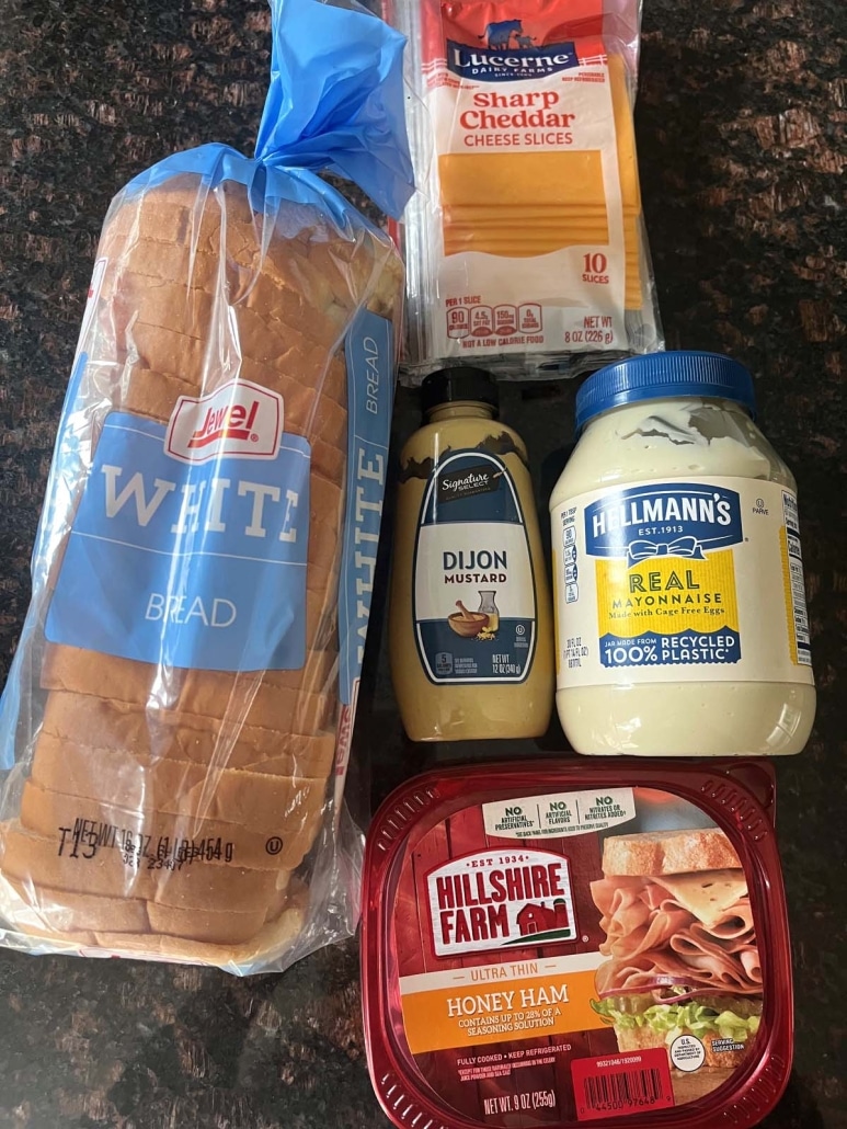 ingredients to make Air Fryer Grilled Ham And Cheese