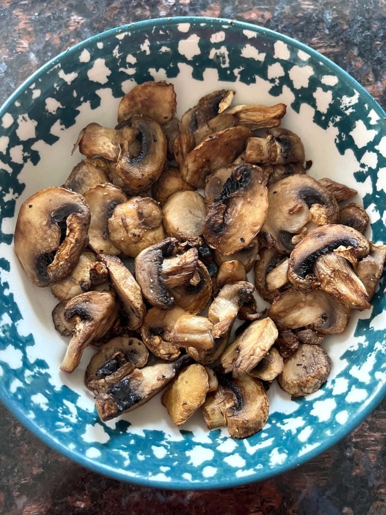 side dish Air Fried Sliced Mushrooms in a bowl