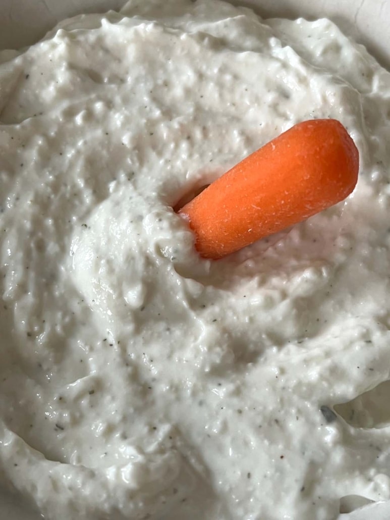 carrot in easy 2 ingredient Cottage Cheese Ranch Dip
