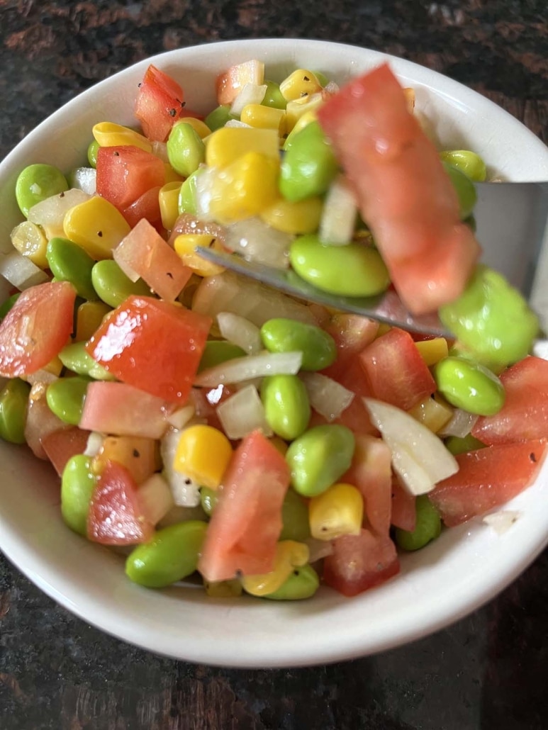 forkful of Edamame Salad