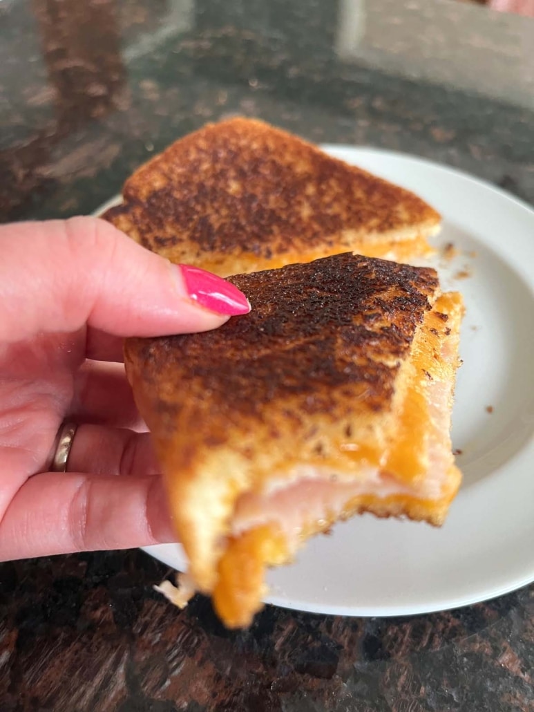 bite out of Grilled Turkey And Cheese Sandwich