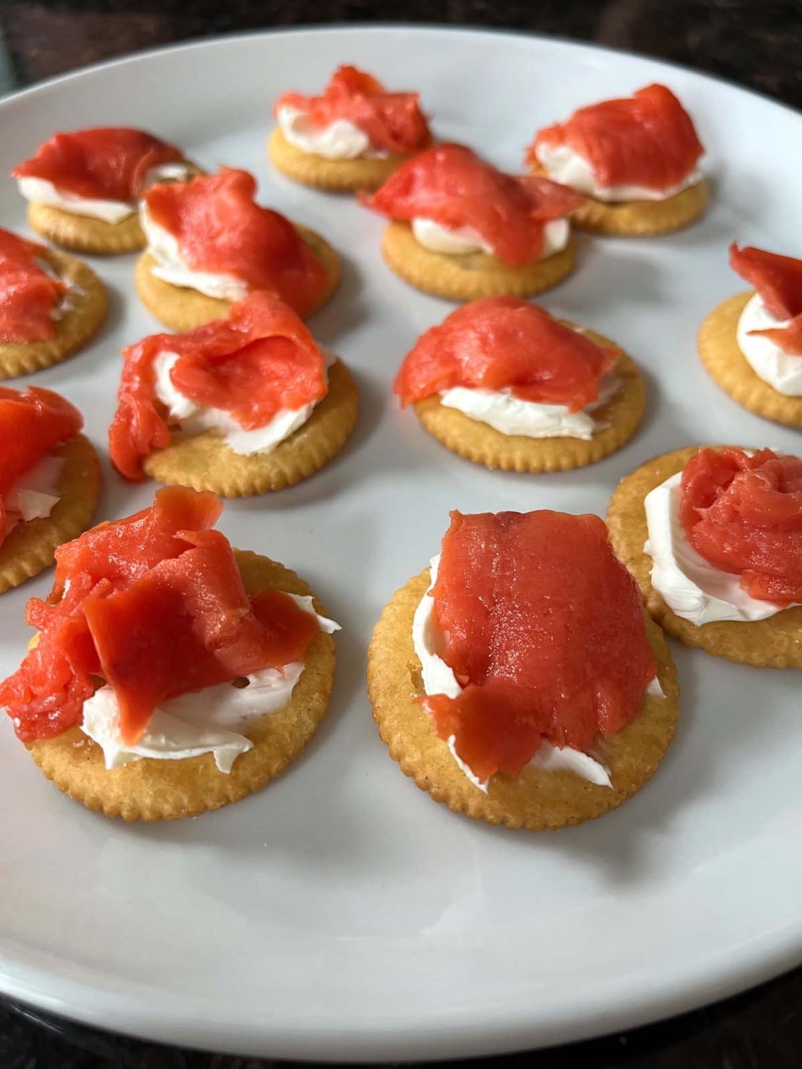 Smoked Salmon and Cream Cheese on Crackers Easy Appetizer Recipe
