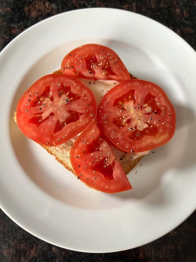 slice of Tomato Toast for breakfast