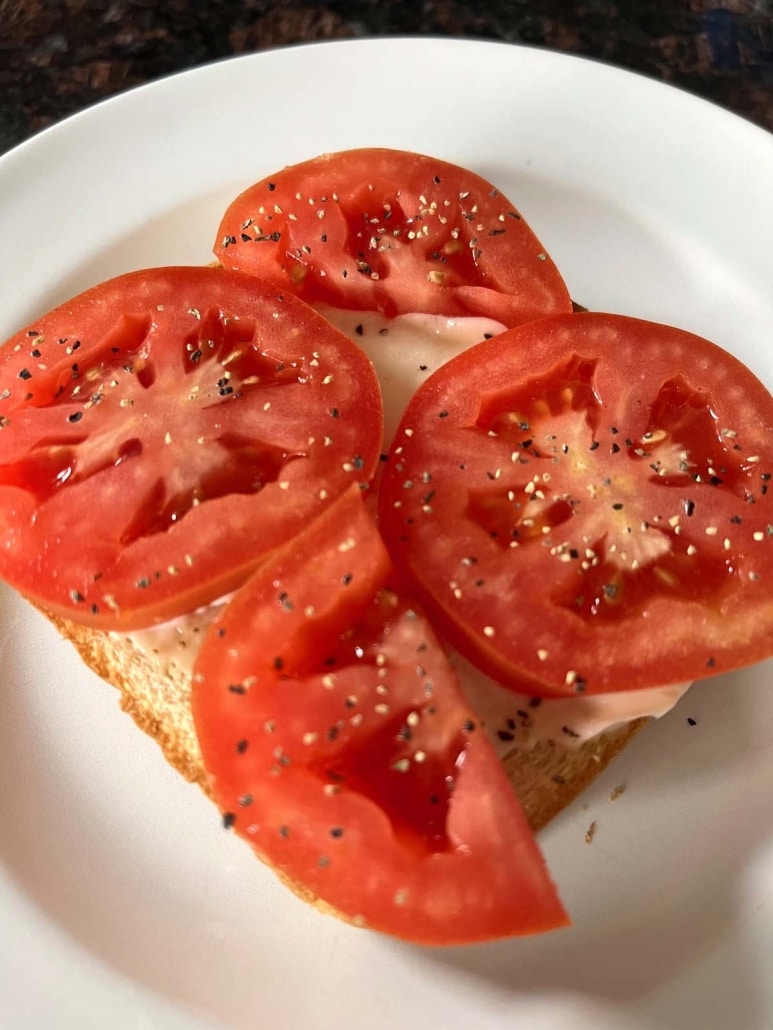 Tomato Toast with salt and pepper