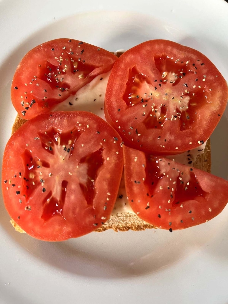 slice of Tomato Toast on a plate