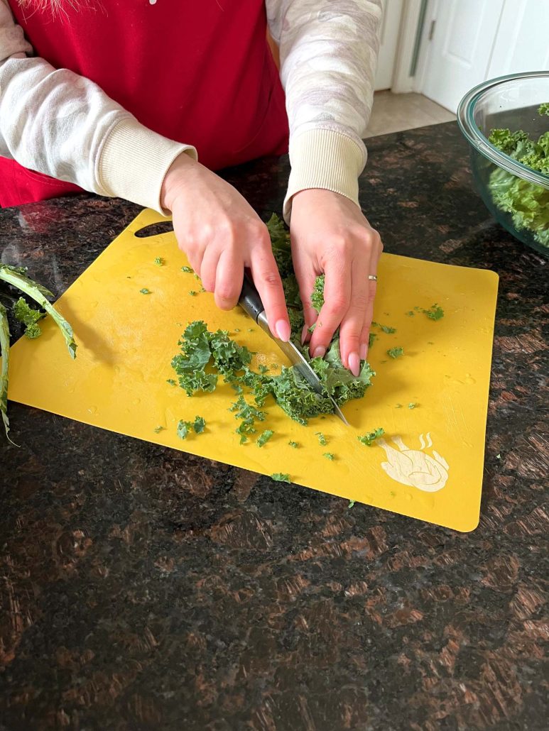 chop kale for cooking