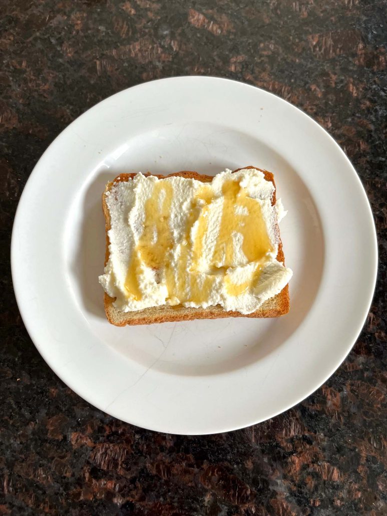 snack or breakfast Ricotta Toast on a plate