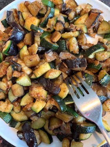pan fried eggplant and zucchini