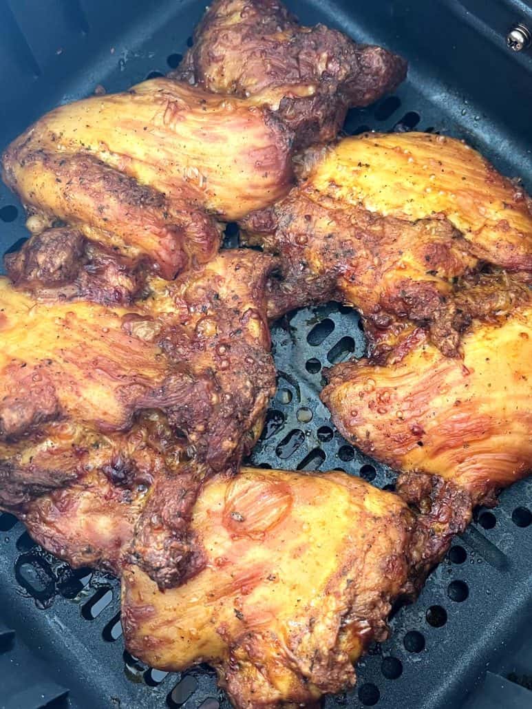 Trader Joe’s shawarma chicken thighs have a crispy and juicy texture cooked in the air fryer.
