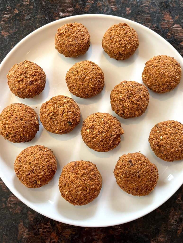 Perfectly cooked Trader Joe’s Frozen Falafel served on a plate—crispy on the outside and ready to enjoy after following this easy air fryer recipe.