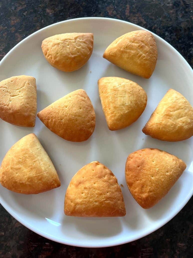Air-fried Trader Joe’s Panzerotti Pizza Bites served on a white plate—crispy, golden, and ready to enjoy.