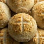 Freshly baked soft onion sandwich rolls topped with golden minced onion.