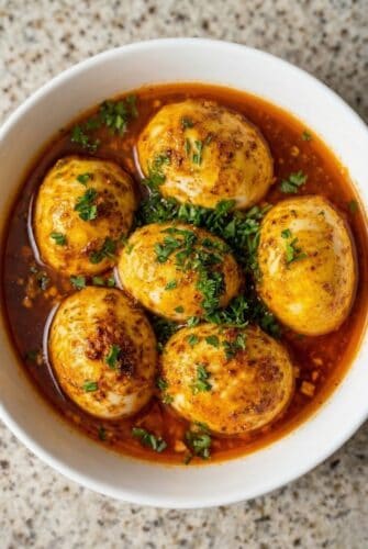 TikTok Egg Boil – Simple High Protein Recipe That's Packed with Flavor Spicy TikTok egg boil with buttery Cajun sauce, featuring boiled eggs coated in rich garlic seasoning for an easy high-protein meal.