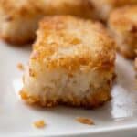Crispy rice square with golden crunchy outside and soft center for appetizer recipe.