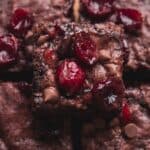 Fudgy roasted cherry brownie topped with juicy cherries and chocolate chips.