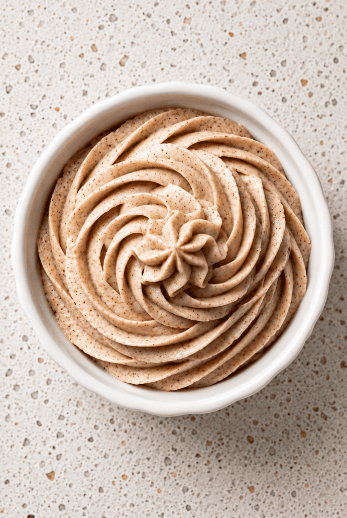 Whipped cinnamon butter in a bowl, ready to spread on toast, pancakes, or warm bread.